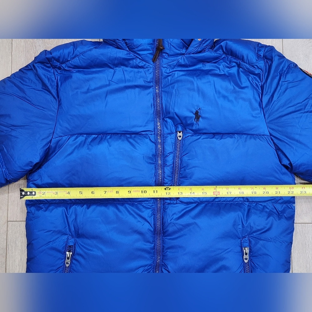 Polo Ralph Lauren Hooded Down Jacket Sportsmen 750 Fill Blue/Camo Sherpa Hood - Picture 11 of 12